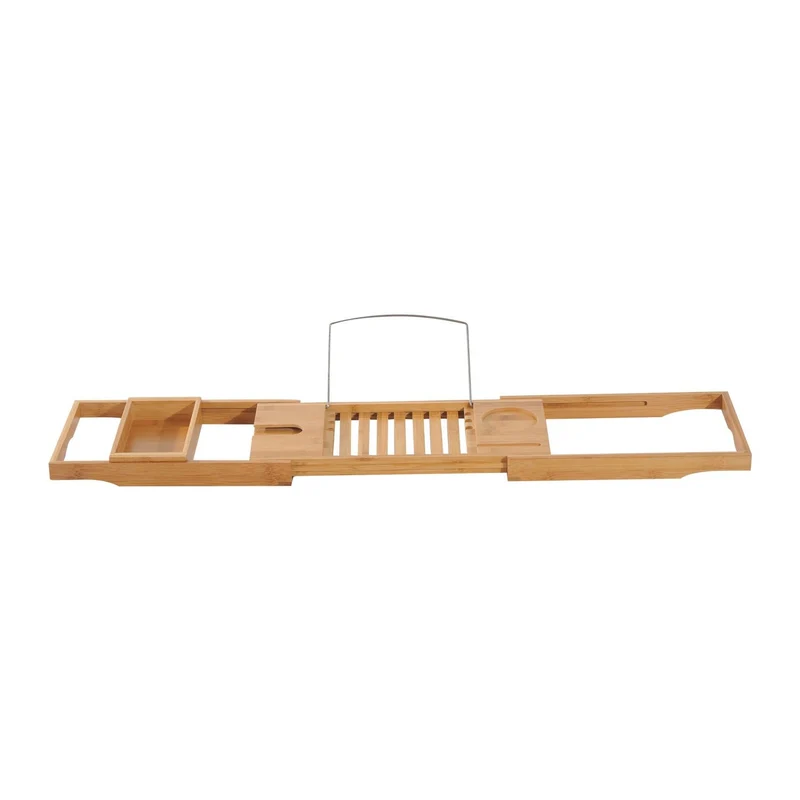 HOMCOM - Badewannenablage, Badewannenablage holz, Verstellbar 70-105cm Ablage für Badewanne, Badewannenbrücke, Wannenauflage, Bambus Natur