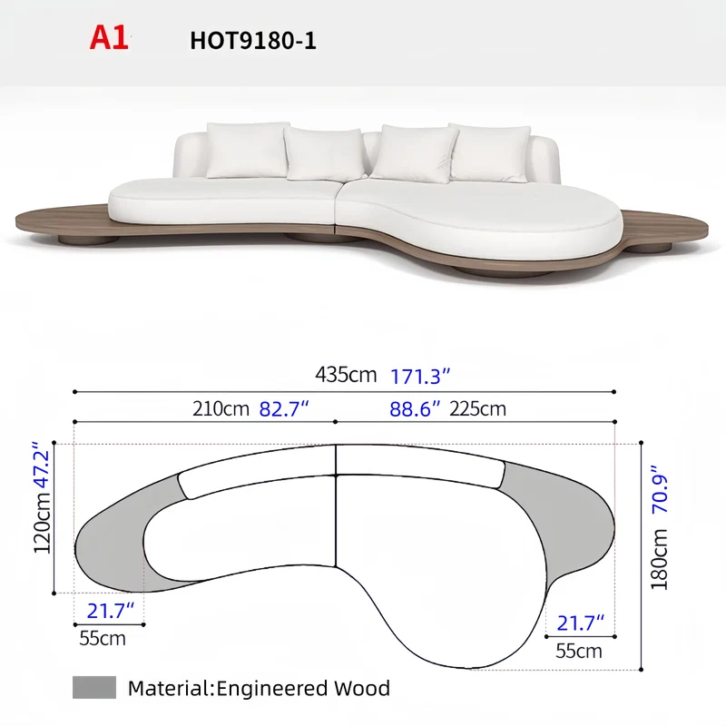 Minimalistisches Bodensofa im Japandi-Wabi-Sabi-Stil
