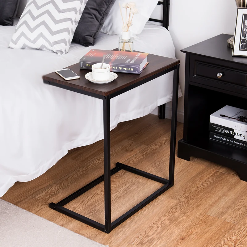 Costway – C-förmiger Beistell- und Laptoptisch aus MDF und Metall, 55 × 35 × 65 cm.