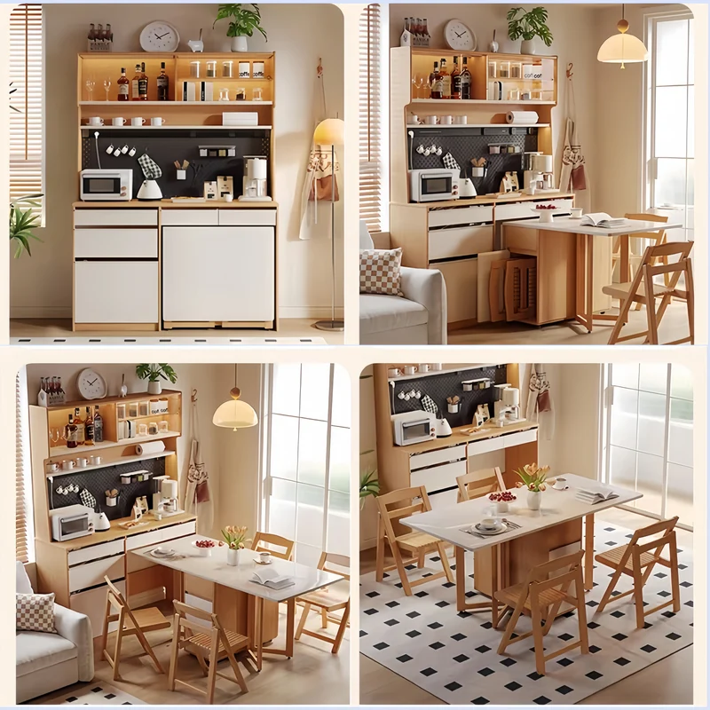 Sideboard-Schrank mit doppelseitigem Klapptisch und 4 Klappstühlen