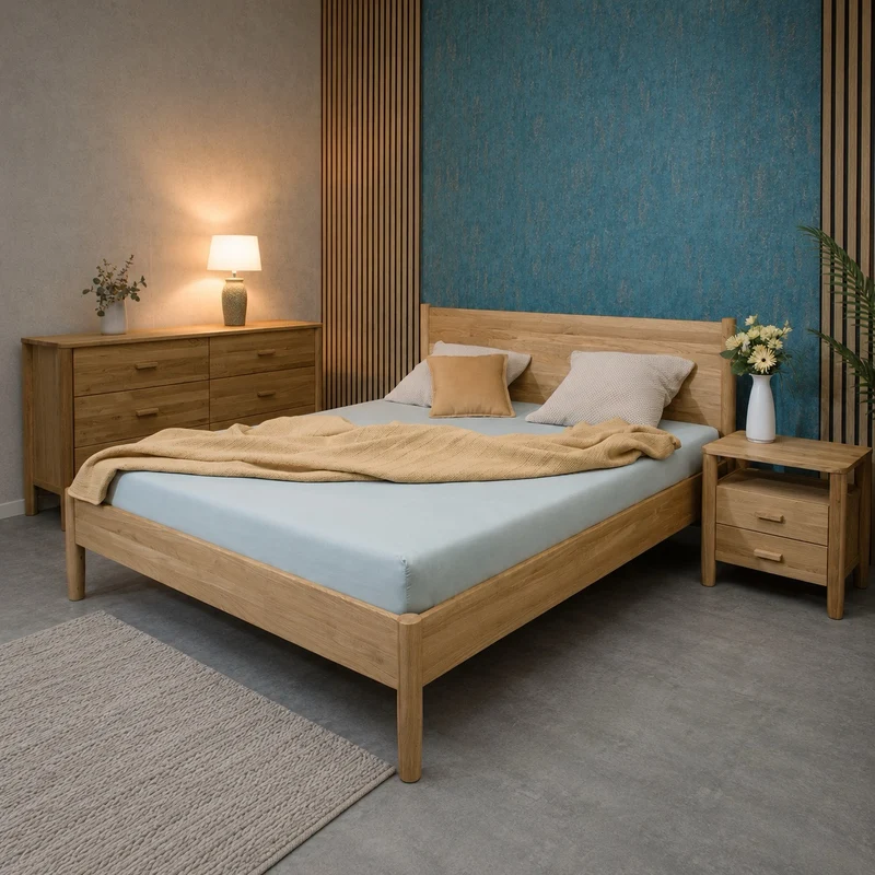 AURA-Bett aus massiver Eiche | VESKOR