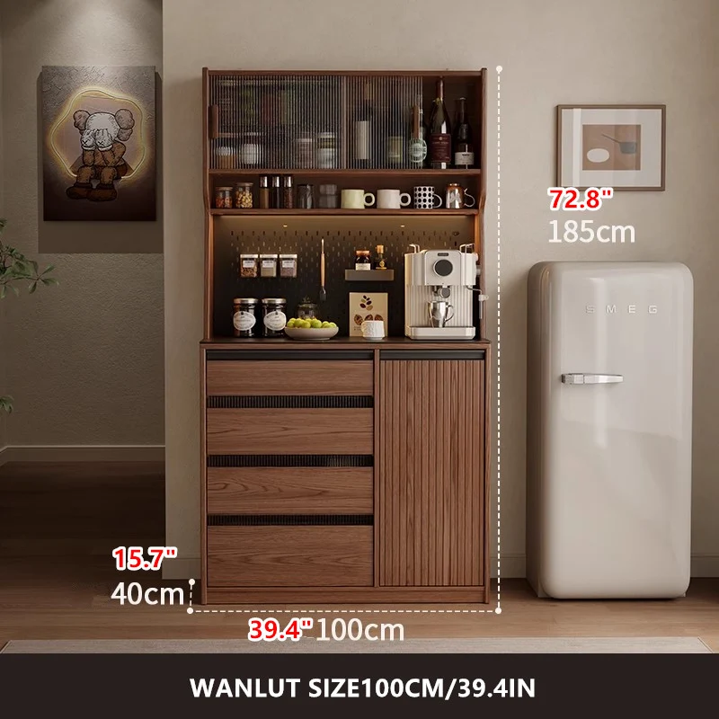 Kaffeebarschrank aus Massivholz mit Stecktafel-Organizer und reichlich Stauraum