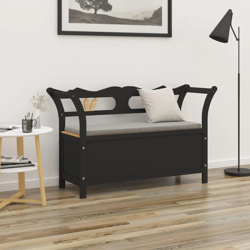 vidaXL - Sitzbank, und Rückenlehne, Bank zum Sitzen, 107x45x75,5 cm, Massivholz Tanne, Schwarz