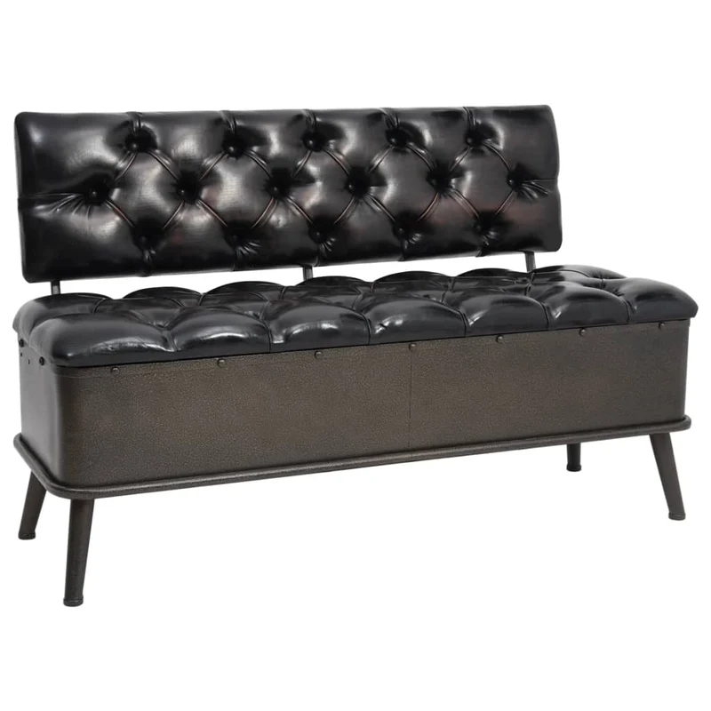 vidaXL - Sitzbank, Sitzbank mit Stauraum, und Rückenlehne, Bank zum Sitzen, 110 x 52 x 75 cm, Kunstleder, Schwarz