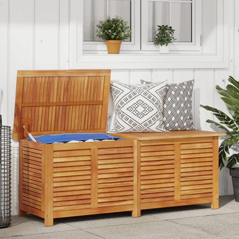 vidaXL – Gartenbox aus massivem Akazienholz mit wasserfester Innentasche, 150 × 50 × 56 cm