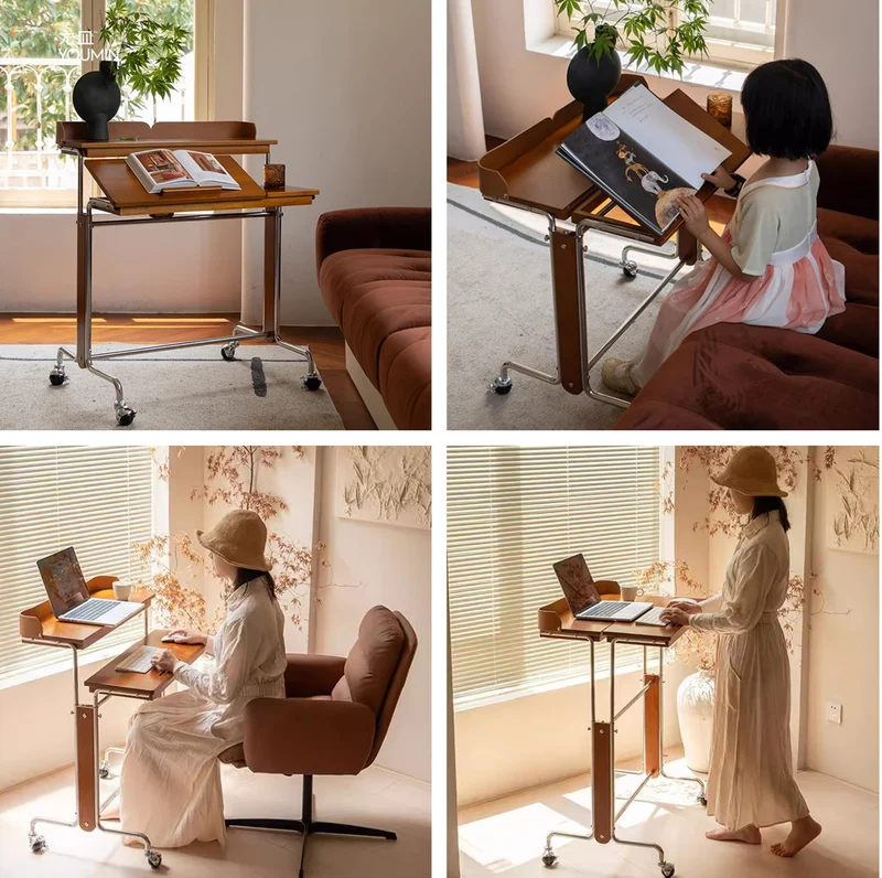 Heb- und verstellbarer Schreibtisch mit Universalrollen