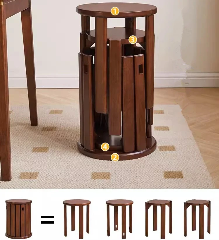 4-in-1-Hocker aus Massivholz