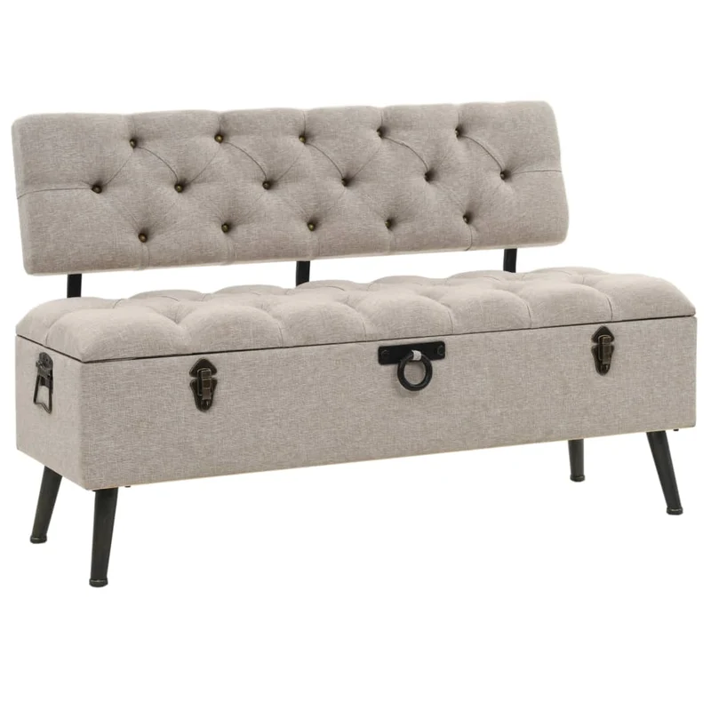 vidaXL – Sitzbank mit Stauraum und Rückenlehne, 110 × 52 × 75 cm, Stoff, Creme