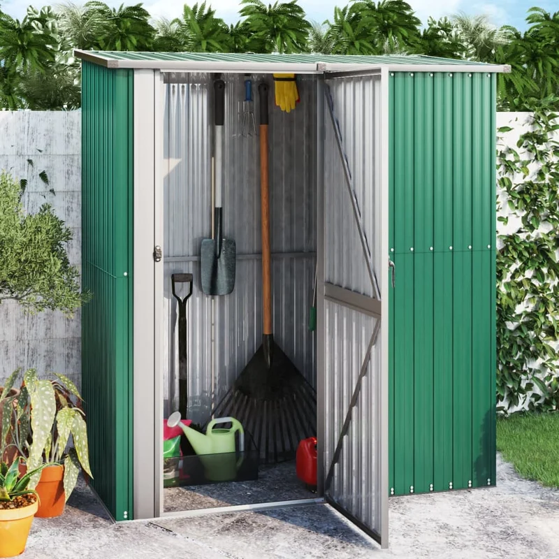 vidaXL – Abschließbares Gerätehaus aus verzinktem Stahl, 180,5 × 97 × 209,5 cm, Grün