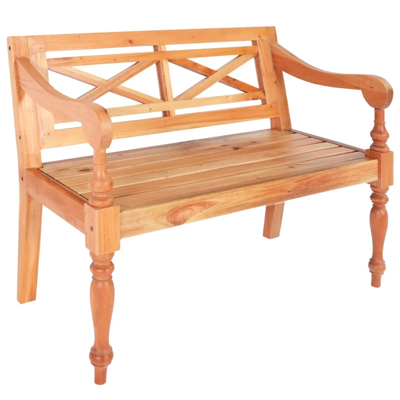 vidaXL - Sitzbank, Batavia-Sitzbank, und Rückenlehne, Bank zum Sitzen, Mahagoni Massivholz, 98 x 50 x 82 cm, Hellbraun