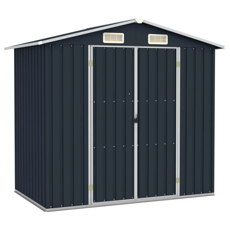 vidaXL - Geräteschuppen, Gerätehaus, Gartenschrank Wetterfest, Gerätehaus metall, 205x129x183 cm, Outdoor schrank, Verzinkter Stahl, Anthrazit