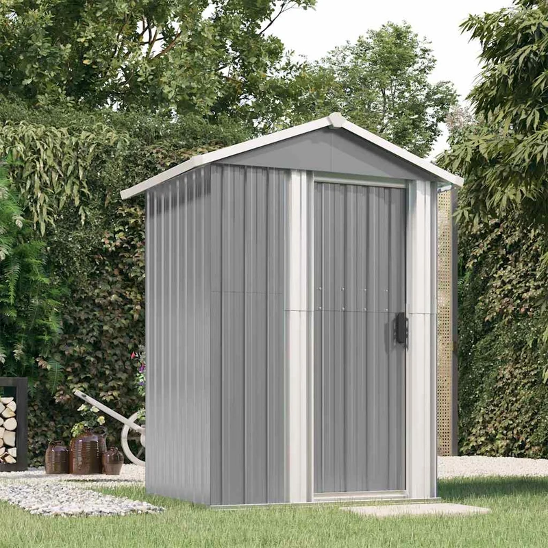 vidaXL – Gerätehaus aus verzinktem Stahl mit Schiebetür, 125 × 97,5 × 177 cm, Grau