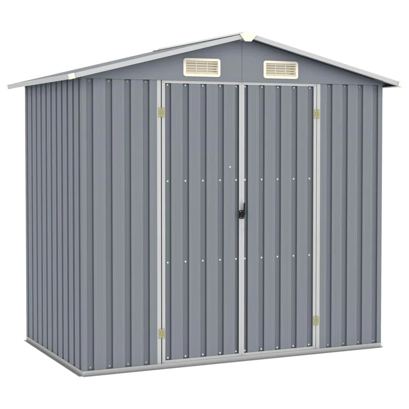 vidaXL - Geräteschuppen, Gartenschrank Wetterfest, Gerätehaus metall, 205x129x183 cm, Outdoor schrank, mit schräge Dach, Verzinkter Stahl