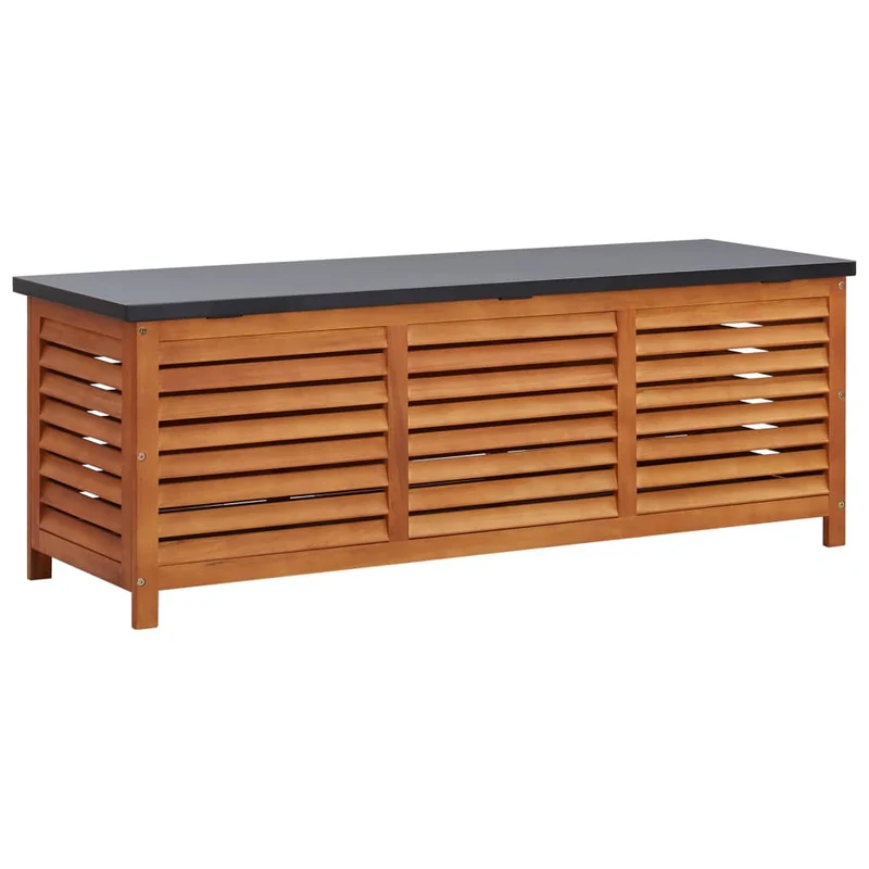 vidaXL – Gartenbox aus massivem Eukalyptusholz und Metall, 150 × 50 × 55 cm