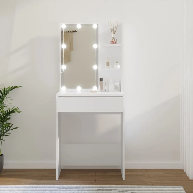 vidaXL Schminktisch mit LED Weiß 60x40x140 cm