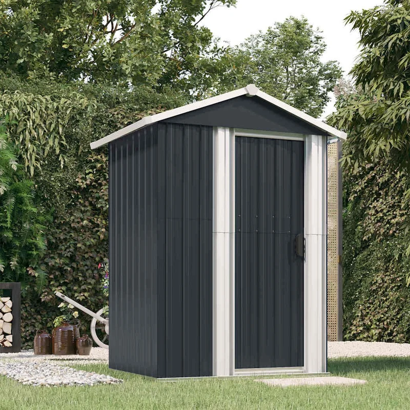 vidaXL - Geräteschuppen, Gerätehaus, Gartenschrank Wetterfest, Gerätehaus metall, 126 x 97,5 x 177 cm, Outdoor schrank, Verzinkter Stahl, Anthrazit