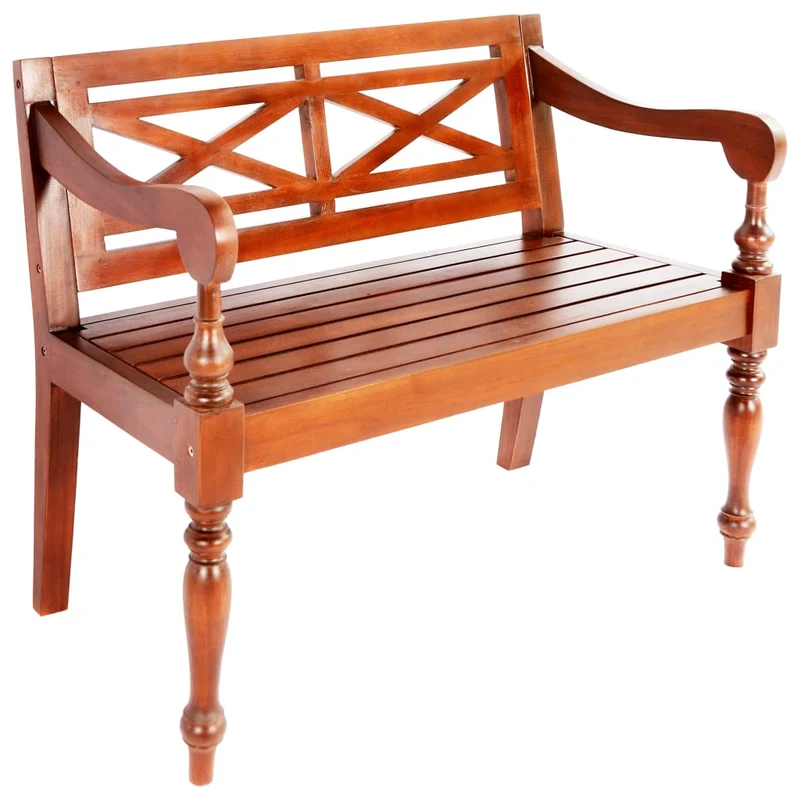vidaXL - Sitzbank, Batavia-Sitzbank, Bank zum Sitzen, 98 x 50 x 82 cm, Mahagoni Massivholz, Dunkelbraun