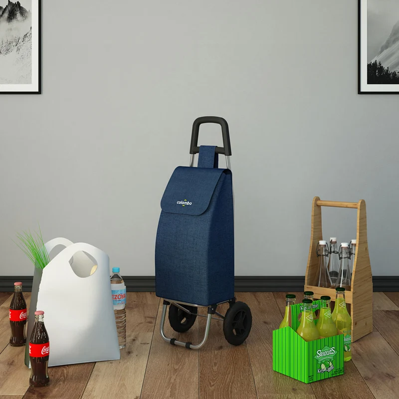 Colombo ROLLY - Einkaufstrolley, Einkaufswagen, mit Rädern, wasserdichter Tasche, 40 Liter, Blau