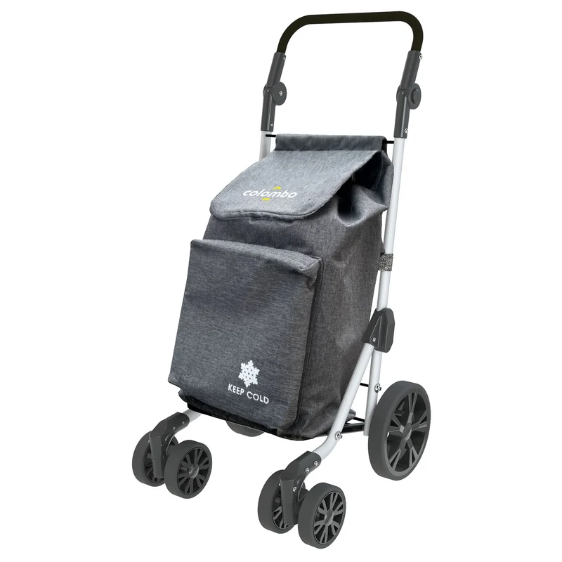 Colombo TROLL - Einkaufstrolley, Einkaufswagen, aus Aluminium, 6-Rad-Systems, große Kapazität, 60-Liter, Grey