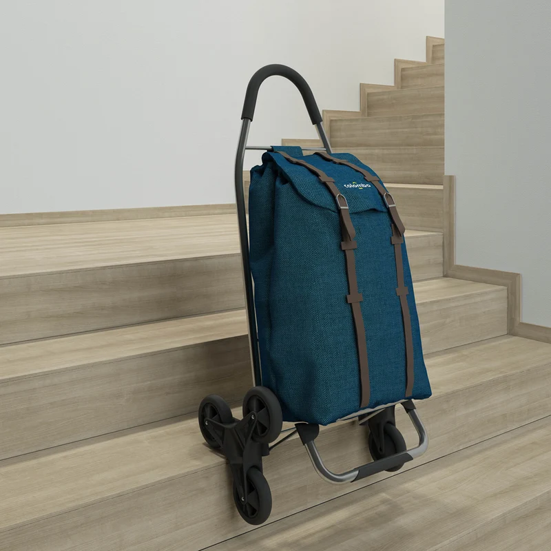 Colombo DAKAR 3 - Einkaufstrolley, Einkaufswagen, mit wasserdichter Polyester-Tasche, mit Kühlfach, große Kapazität 50 Liter, blau