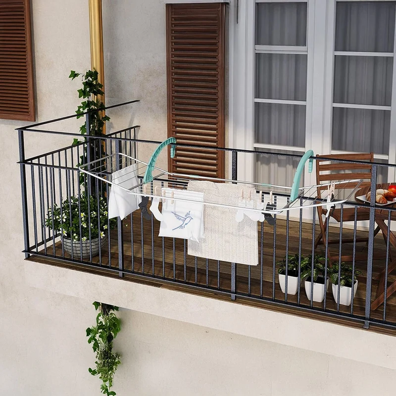 Colombo BALCONY 18 - Wäscheständer Platzsparend, Wäscheständer Balkon, Made in Italy, Flügelwäschetrockner, Trockenlänge 18m, Pulverstahl