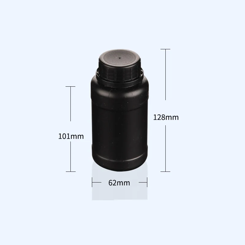 Weithalsflaschen mit Schraubverschluss, Kunststoff HDPE, schwarz, Inhalt 250 ml bis 500 ml