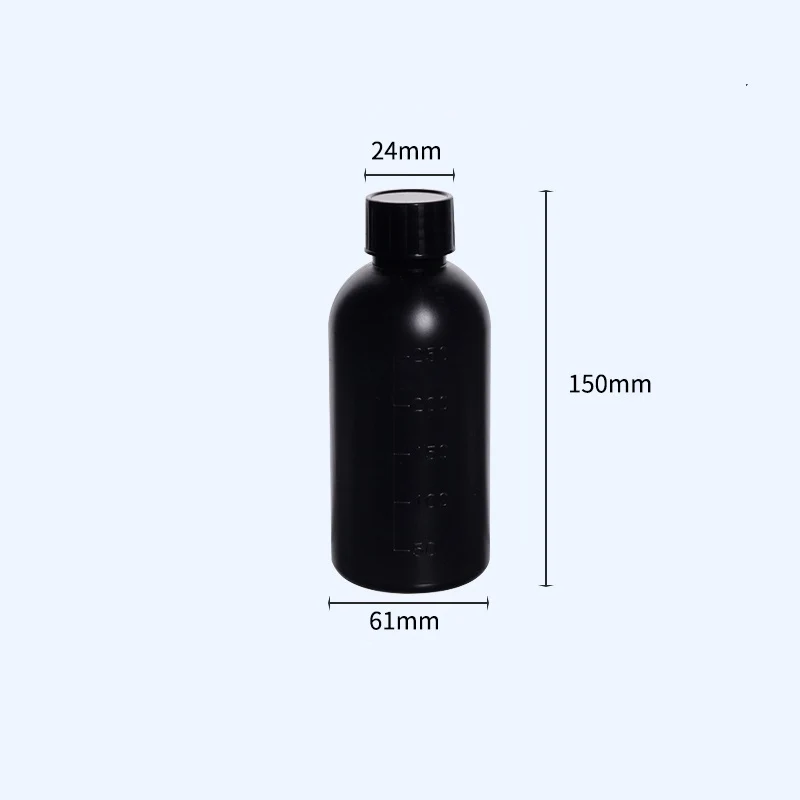 Enghalsflaschen mit Schraubverschluss, Kunststoff HDPE, schwarz, Inhalt 250 ml bis 1.000 ml
