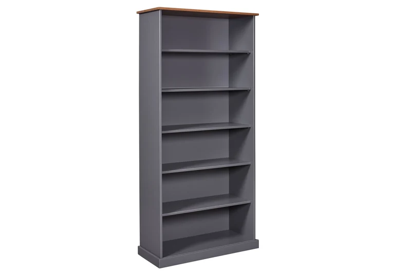 Bücherregal LUZERNA aus Massivholz Kiefer im Landhausstil, Grau