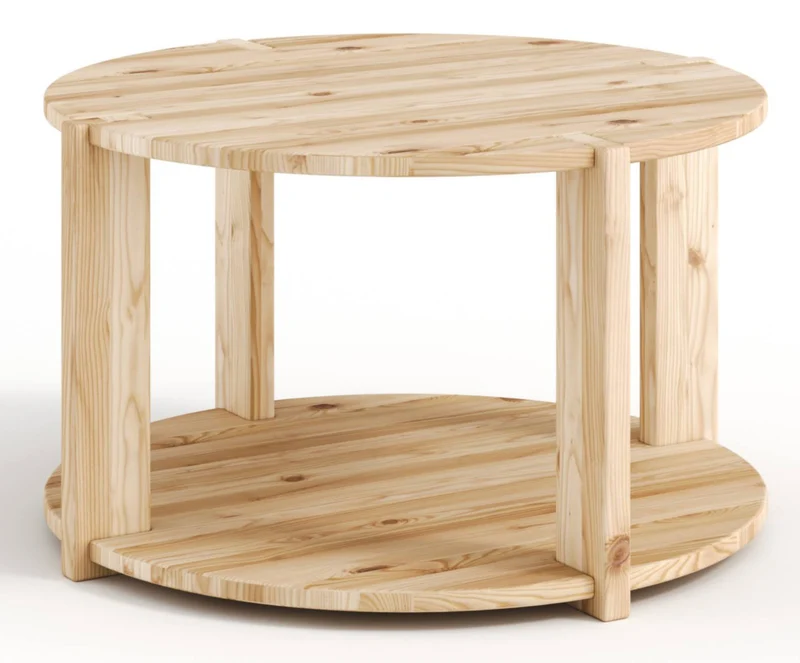 Couchtisch TUCK Coffee Table 70 mit tiefer Ablage Kiefer unbehandelt