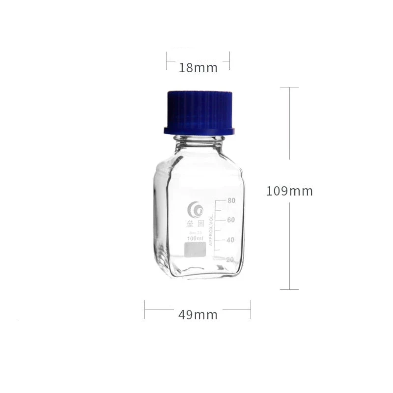 GL45 Vierkantflasche mit Schraubverschluss, Klarglas, graduiert, 100 ml bis 1.000 ml