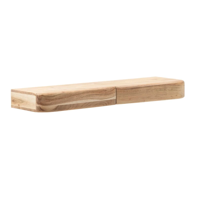 Wandregal Akazie Massivholz 80 cm mit zwei Schubladen für Flur