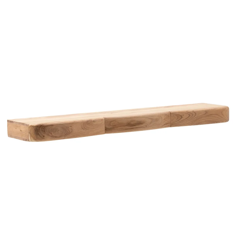 Wandregal Akazie 120 cm mit drei Schubladen, Massivholz-Hängeregal