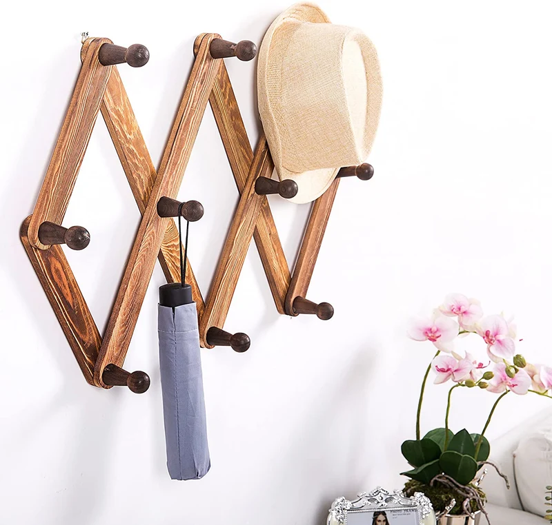 Erweiterbarer Accordian Peg Kleiderständer aus Holz