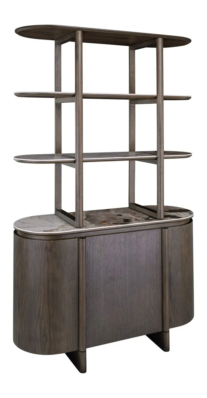 Richmond Vitrine Langford Brown, 200 cm, Eichenfurnier & Keramik