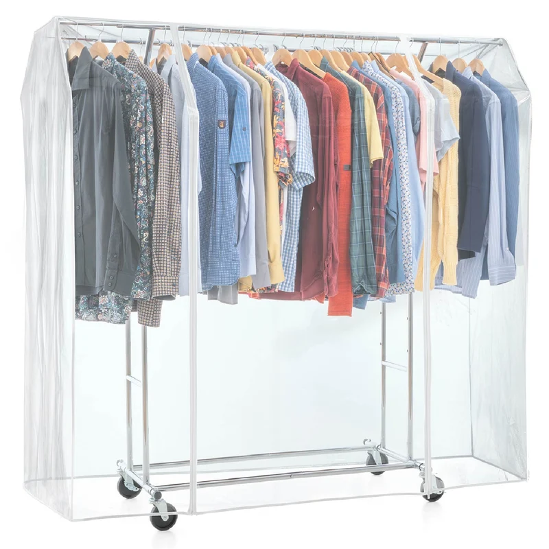 Tatkraft Denver & Safe – Schwerlast-Kleiderständer mit Schutzhülle und UV-Schutz, 2 Kleiderstangen, bis 110 kg, auf Rollen