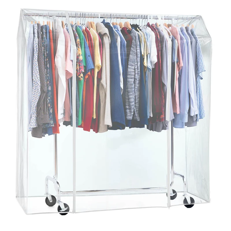 Tatkraft Schild – Wasserdichte Schutzhülle für Kleiderständer, UV-Schutz, 155 × 60 × 160 cm, transparent, 2 Reißverschlüsse