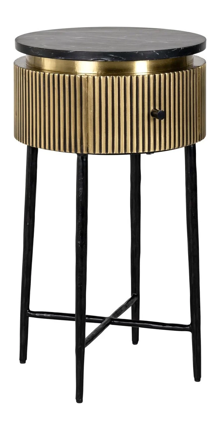 Beistelltisch Ironville gold – Marmorplatte & Messing-Details