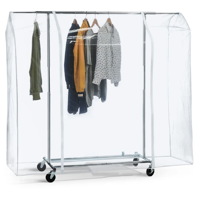 Tatkraft Big – Schutzhülle für Kleiderständer, XXL, 183×60×160 cm, Abdeckung für Kleiderstange, transparent, wasserdicht, UV-Schutz, 2 Reißverschlüsse