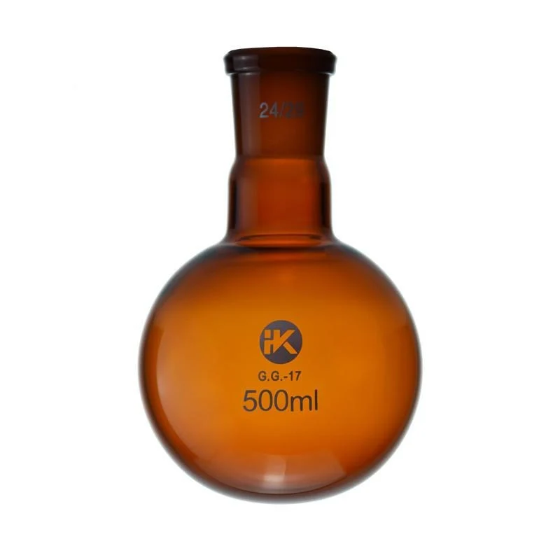 Rundkolben mit Gelenk, Braunglas, Inhalt 50 bis 2.000 ml