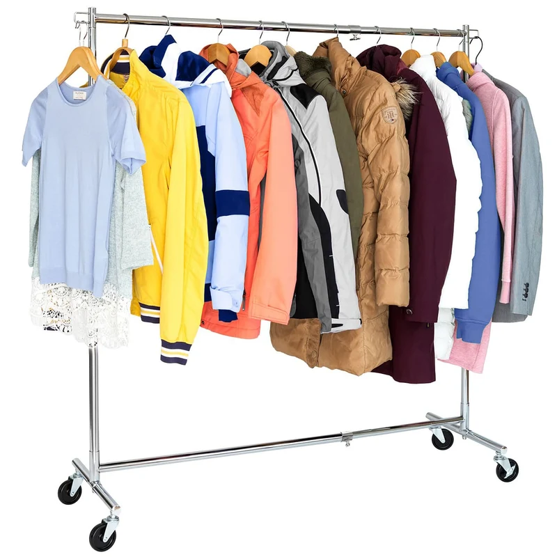 Tatkraft Urban – Kleiderständer stabil auf Rollen, in Länge und Höhe ausziehbar, 93–140×41×114–175 cm, bis 60 kg, aus rostfreiem, verchromter Stahl