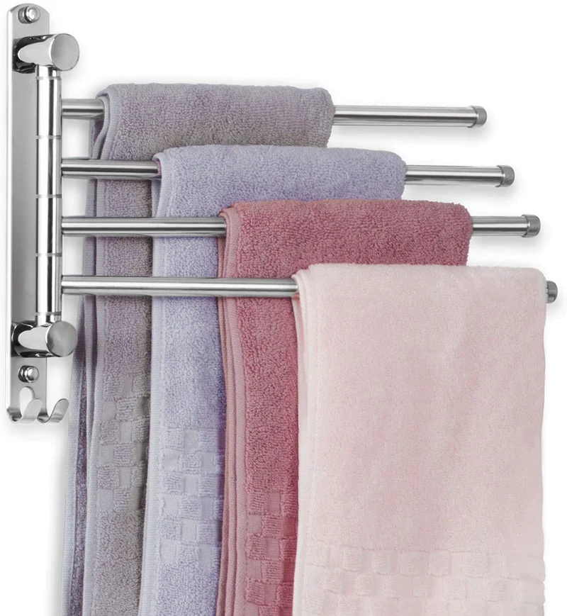 Schwenkbarer 4-Arm-Handtuchhalter aus Edelstahl