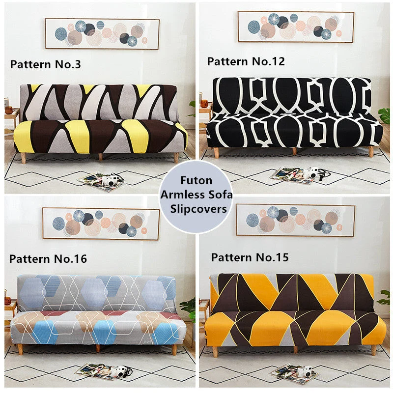 Armlose Futon Stretch Sofa Schonbezüge (16 verschiedene Muster zur Auswahl)