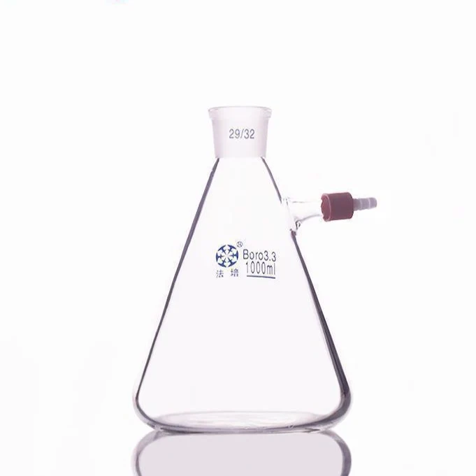 Saugflasche in Form von Erlenmeyer mit abschraubbaren Kunststoffoliven, Kapazität 100 bis 10.000 ml