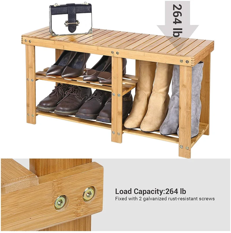 Multifunktions-Bambus-Schuhregal-Bank-Organizer-Regal