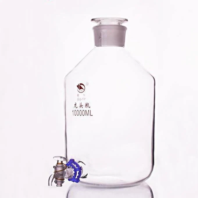 Abklärflasche mit Stopfen und Hahn, Klarglas, 2.5 L bis 20 L
