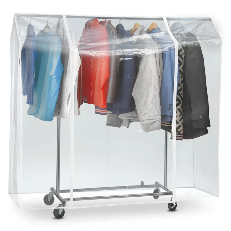 Tatkraft Anwalt – Abdeckung Kleiderständer, Schutzhülle für Kleiderständer, UV-Schutz, 130×60×160 cm, transparent, 2 Reißverschlüsse