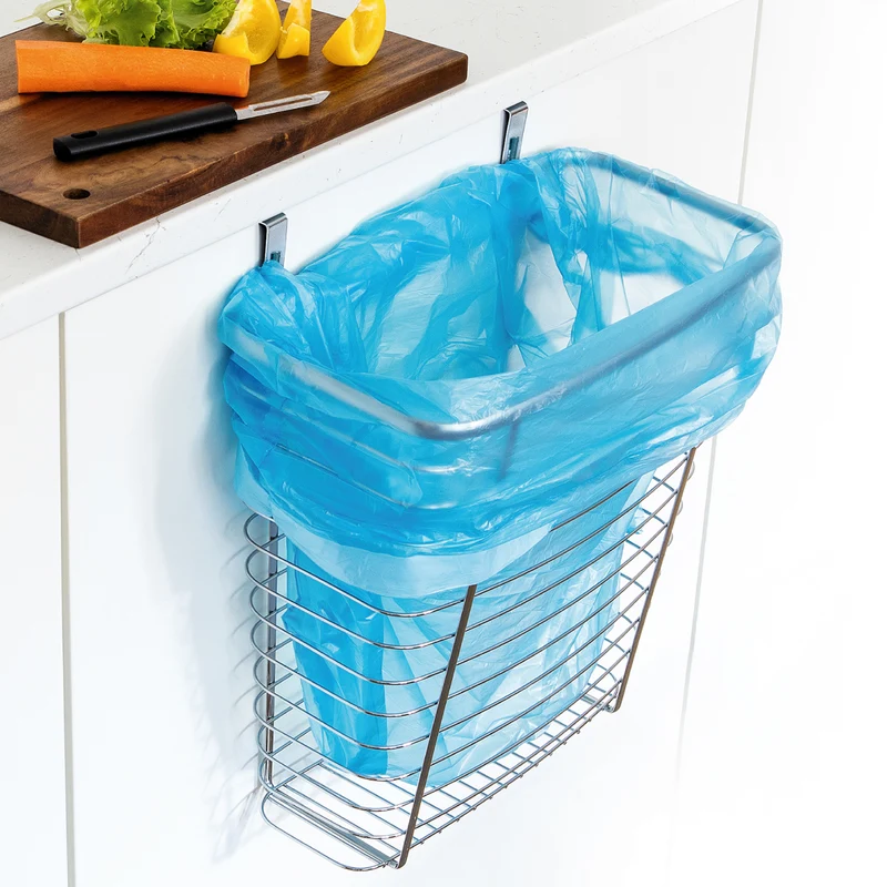 Tatkraft Top – Übertür-Abfalleimer und Hängekorb, 10 L, verchromter Metalldraht.