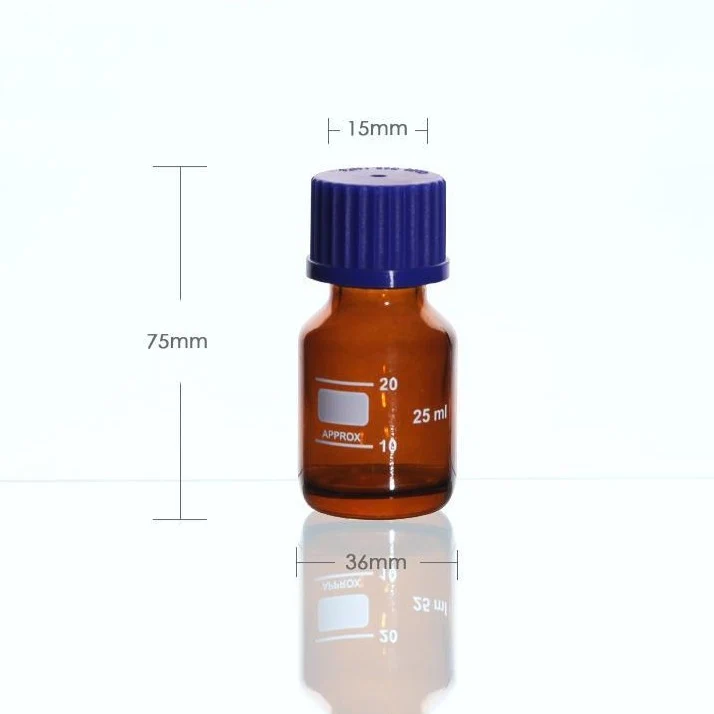 Gewindeflasche, Braunglas, mit Teilung, 25 ml bis 1.000 ml