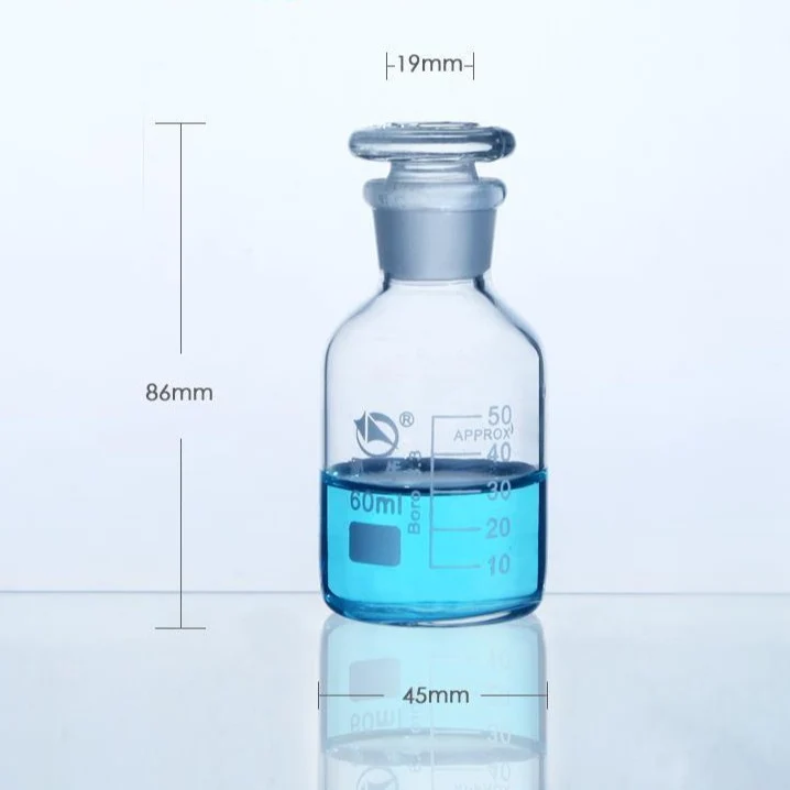 Steilbrustflasche mit Enghals, Klarglas, mit Teilung, 60 ml bis 20.000 ml