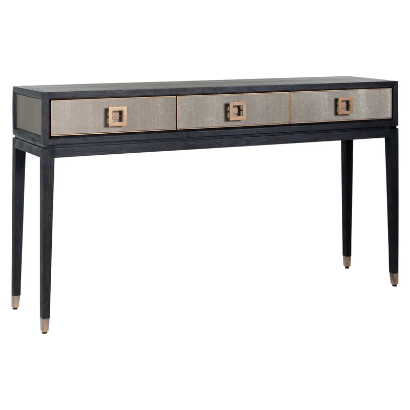 Konsole Bloomville Brass Shagreen aus Eiche mit PU-Leder von Richmond